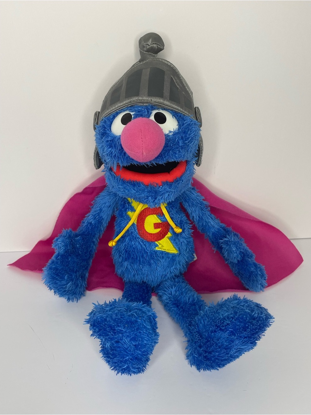 Hasbro Sesame Street Talking Super Grover 15" Plush 2010 WORKS!